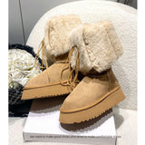 Warm Snow Boots Women's Winter New Plus Velvet Thick High-Bodied Lace With Northeast Cotton Shoes Women's