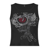 Zingj Women's Personality Hot Diamond Print Tight Round Collar Vest Sports Bottom