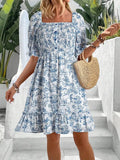 Women's Summer New New Ocean Bubble Bubble Sleeves Crush Flower Dresses Women's