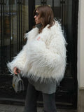 Women's ZA Autumn And Winter New White Fur Collar