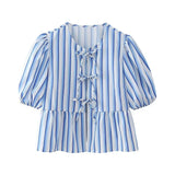 New Bubble Sleeve With Solid Color Short Top