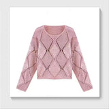 2025 Women's Lazy Knitwear - Hollow Bead Design Elegant Temperament Commuter Ice Silk