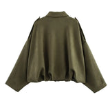 Spring New Velvet-Sensitive Collared Loose Bomber Jacket