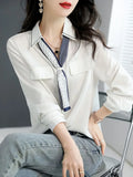 Elegant Fashion Lace Up Women Shirt Korean V Neck Long Sleeve Sweet Pullovers Casual Loose Female Tops Spring Chic
