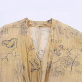 Women's Clothing Explosion Fashion Retro Lantern Sleeve Design Deep V-Neck Print