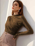 And Winter Small High-Collar Design Sense Draw With Long-Sleeved T-Shirt