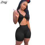 Women Jumpsuit Cut Out Solid Color Sleeveless Playsuit Slim Bodycon Short Romper Women Jumpsuit