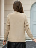 Temperament V-Neck Long-Sleeved Open-Shirted Women's Sweater Bump-Colored Bag Side With Pocket Casual