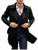 New Autumn And Spring Men's Coat In The Long Double Buckle Casual Wind Jacket Cardigan