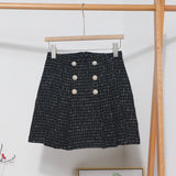 A-Word Bleed Dress Woman 2022 Winter New Korean Version Of The Splicing Double Buckle Pressure Folding Anti-Light Skirt