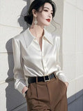 Light Luxury White Acetic Fascination Stender Shirt Woman 2025 New High-End Feel Chic Shirt