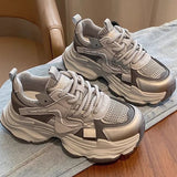 Dad Shoes Women 2025 Spring New Retro Heightening Mesh With Casual Feet Small Shoes