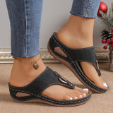 And Toe Slippers Women Women Slippers Car Sewing Thick Bottom Flowers Hollow Thick Background Word