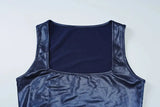 Blue Sequin Bodycon Sleeveless Square Neck Mini Dress- Outfit