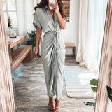 Women's Fashion Dress INS Temperament Fashion Printed Shirt Folded