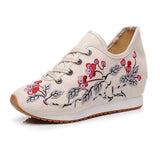 Zingj Shoes, Sports Shoes Autumn And Winter Leisure Walk Shoes Lace Embroidered Cloth Shoes Inside Heighten Women's