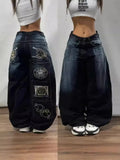 Black Wide-Legged Jeans 2025 New Spring And Autumn Style Middle Waist Style Sagging Jeans 211-1-Outfit