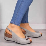 Summer New Women's Sandals Thick Bottom Slope Behind The Buckle Tide High-Heeled Sandals Women Large
