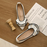 Shoes] Egg Roll Lotus Leaf Tip Flat Sole Single Shoe New French Temperament Soft Sole Comfortable Flying Women