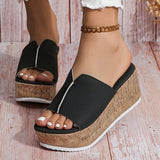 One-Size-Color Thick-Low Slippers Women 2025 New Casual Fashion Toe-Slope And