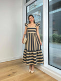 Zingj Summer New Women's Dress Comfortable And Elegant One-Word Collar Striped Slip Dress