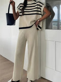 Casual High-Grade Striped Knitted Shoulder Clothes + Fashion Wide