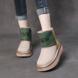 Warm Snow Boots Winter Color High-Skin High-Sleeve Thick-Sleeled Cotton Shoe Sleeve Flat Leather Boots