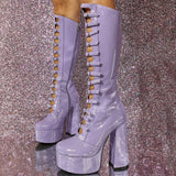 Punk Gothic Babes Lolita Black Leather Buckle Thick And Large Size Girl Cool Boots