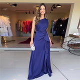 Zingj Summer New Solid Color Fashion Inclined Collar Waist Slim Temperament Elegant Dress-Outfit