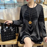 E-Commerce Spring And Autumn Wear Loose Sweater Sweater Hit Color Dress