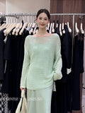 Xixi 2025 Summer Sunscreen Loose Long-Sleeved Hollow Knitted Shirt Oversize Sweater