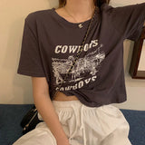 Zingj Print Short Short-Sleeved T-Shirt Female 2024 Summer Dress New Korean Version Design Sense Girl Slim Student