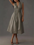 Women's Dress French Dress Retro Sleeveless Leather Zipper Dress Waist Girl