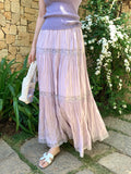 Xixi 2025 Summer New Temperament Thin Lace High Waist Skirt French Large Swing Cake Skirt