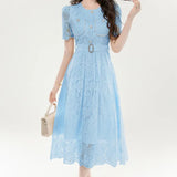 French Famous Lady Fashion Temperament Skirt Lace Embroidery Waist Dress Design Yang Small Dress