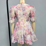 Women's Clothing 2025 Summer New Short-Sleeved Chiffon Floral Temperament