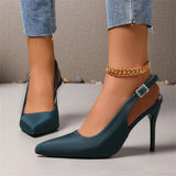 Women 2025 Summer New High-Heeled Shoes Buckle Women's Shoes Fashion Fine Heel Tip Head