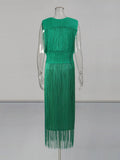 Temperament Dress 2025 Autumn And Winter New Solid Color Sleeveless Slimming Round Neck Fashion Tuxedo Skirt Suit