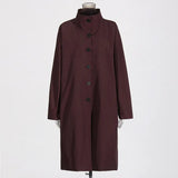 Temperament Angola Red Coat 2025 New Collar Single Buckle High Sense Of Pure Color Long Wind Coat Female
