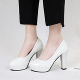 Women's High-Heeled Single Shoes Coarse Four-Season OL Work Shoes Ceremony Presided Over The Long-Term Production Of Ceremonial Professional Women's