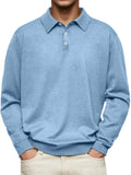 Explosion Autumn And Winter Ji Dejong Long Sleeve V-Neck Button Men's Casual Shirt Polo