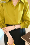 Fashion Spring Autumn 2023 New Women Shirts Turn Down Collar Solid Simple Chiffon Blouse Loose Clothes Blusas Tops