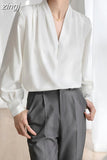 White Shirt Women Casual Shirts 2023 Autumn Chiffon Blouses Women V-Neck Ladies Tops Pearl Elegant Blouse Female