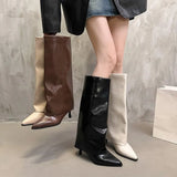 Boots Tips High And Trouser Boots Autumn And Winter New Net Red Sleeves Fine And Pure Color Knight Fashion