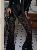 Wind Sexy Lace Perspective High-Rise Trumpet Trousers Niche Design Hottie Tight Waist