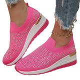 Women's Shoes 2025 New Round Head Slope And Fashion Hot Diamond Sports Leisure Pedal Women's