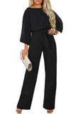 Fashion Batwing Long Sleeve Lace-up One-piece