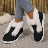 Boots Women 2025 Autumn And Winter New Large Size Velvet Round-Headed Velvet Velvet Feet Casual Plus Velvet Women's Cotton