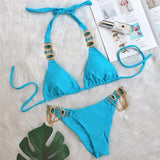 Zingj New Swimsuit Crystal Diamond Swimsuit Sexy Swimsuit Solid Color Strap Metal Chain Accessories