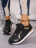 Color-Colliced Casual Single-Shoe Women's 2025 New Breathable Round Head Flat-Soled Sneakers Women's